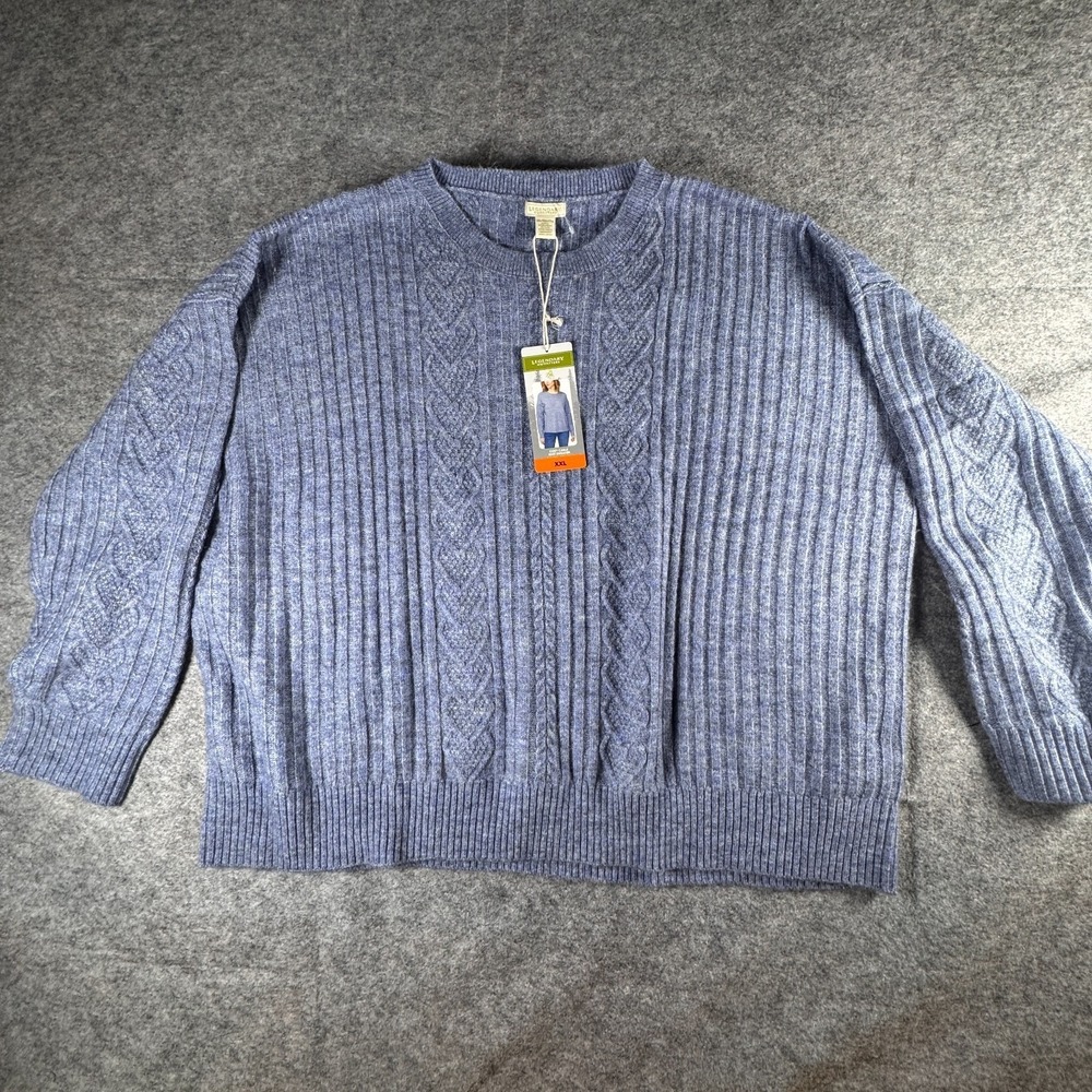 Legendary Outfitters Womens XXL Blue Heather Cozy Cable Knit Sweater 1902103 NEW